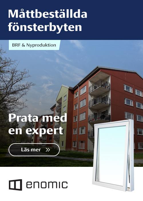 Måttbeställda fönsterbyten till BRF och företag - Enomic banner